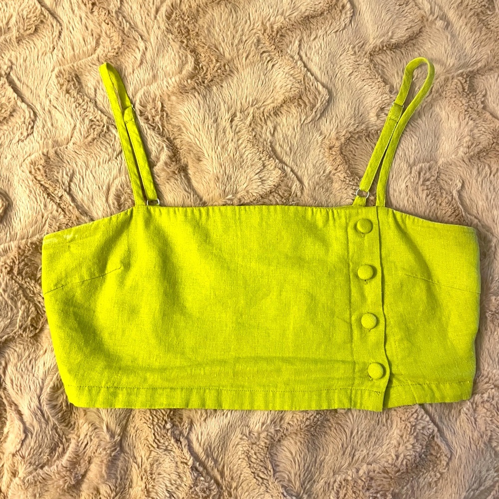 Lemon green cotton crop top